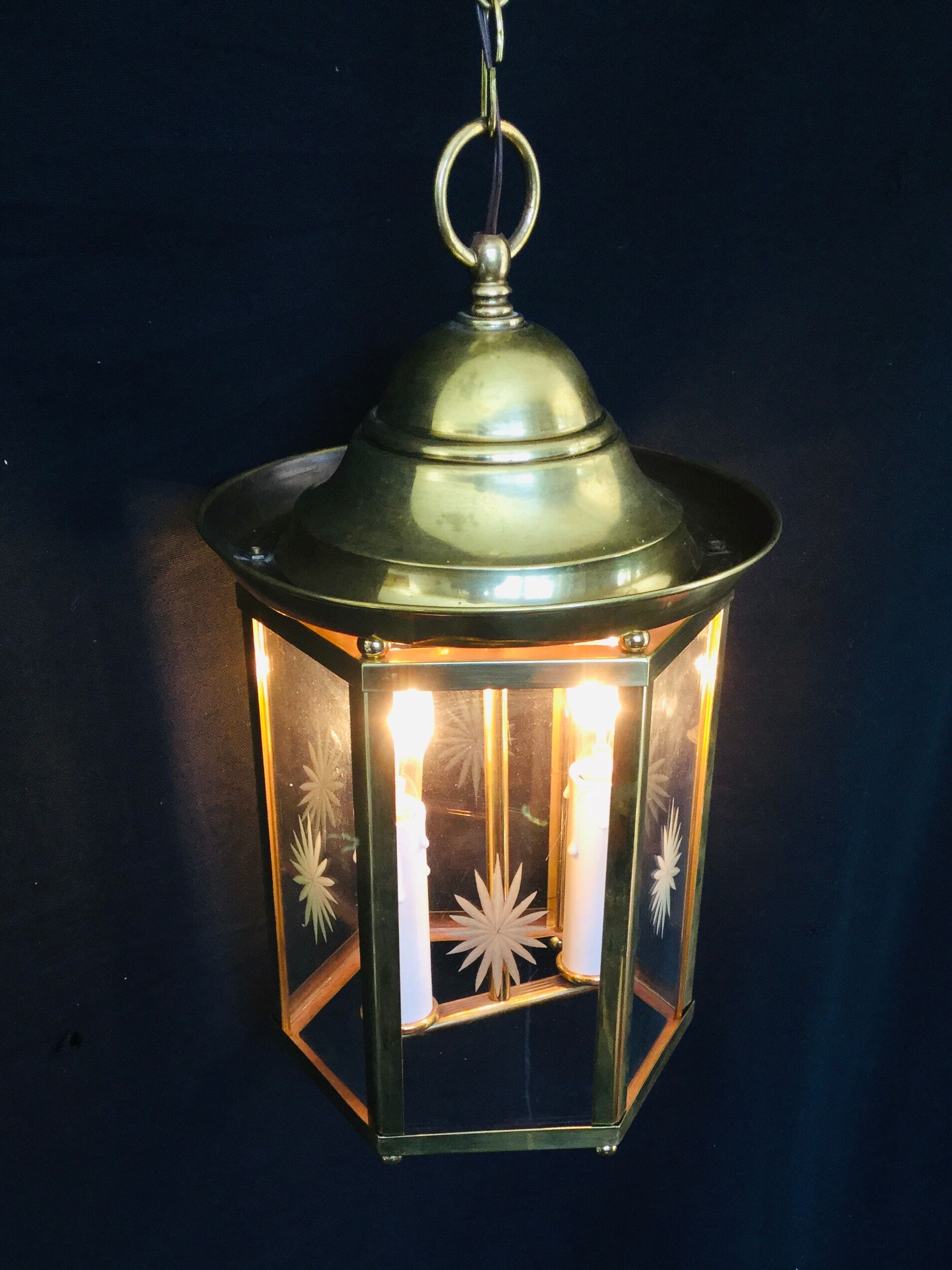 Lantern 2 lights in bronze and brass