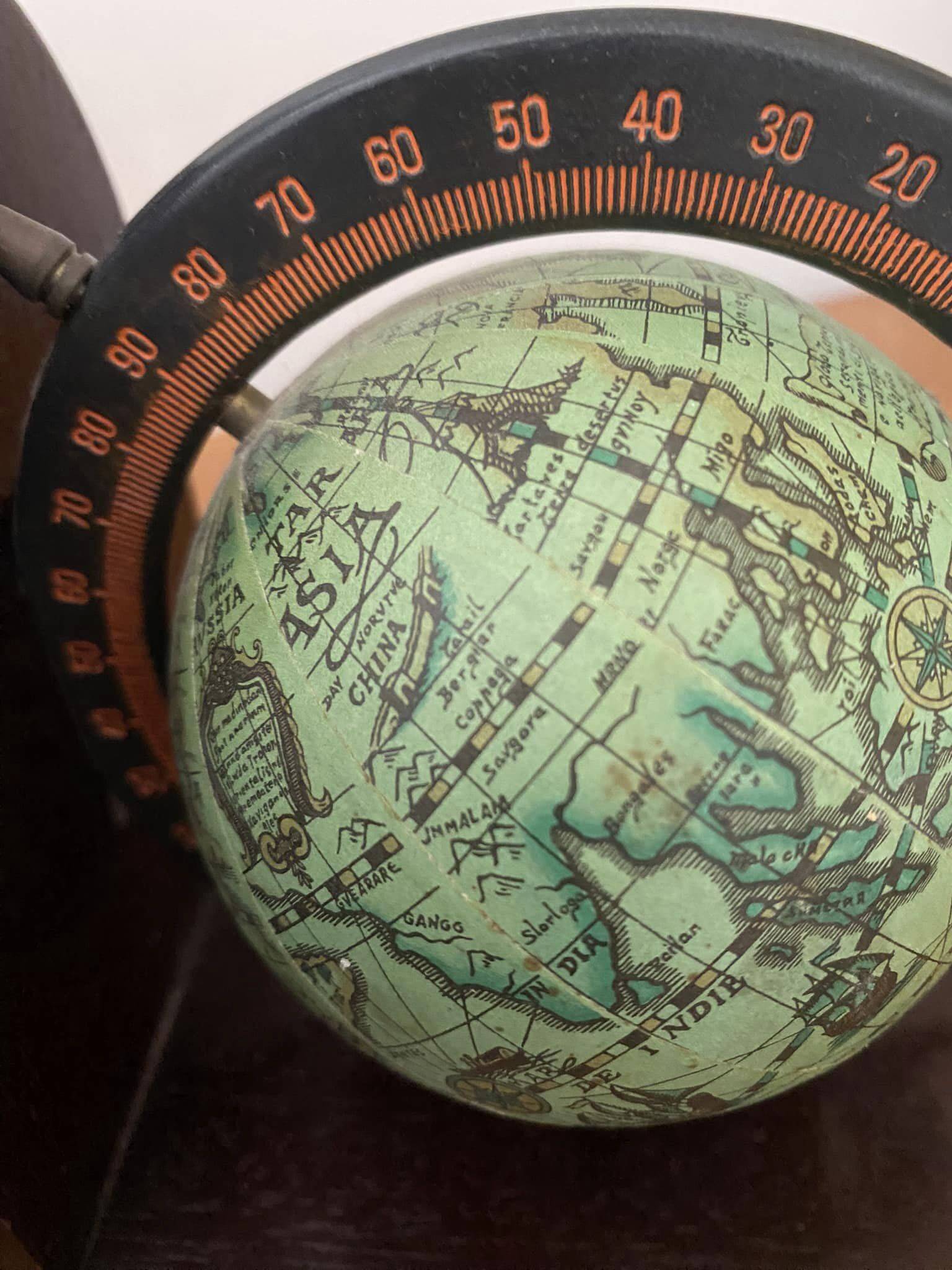 Pair of wooden globe bookends