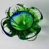 Sommerso green and blue pocket emptier by Flavio Poli for Seguso, Murano glass, Italy, 1970