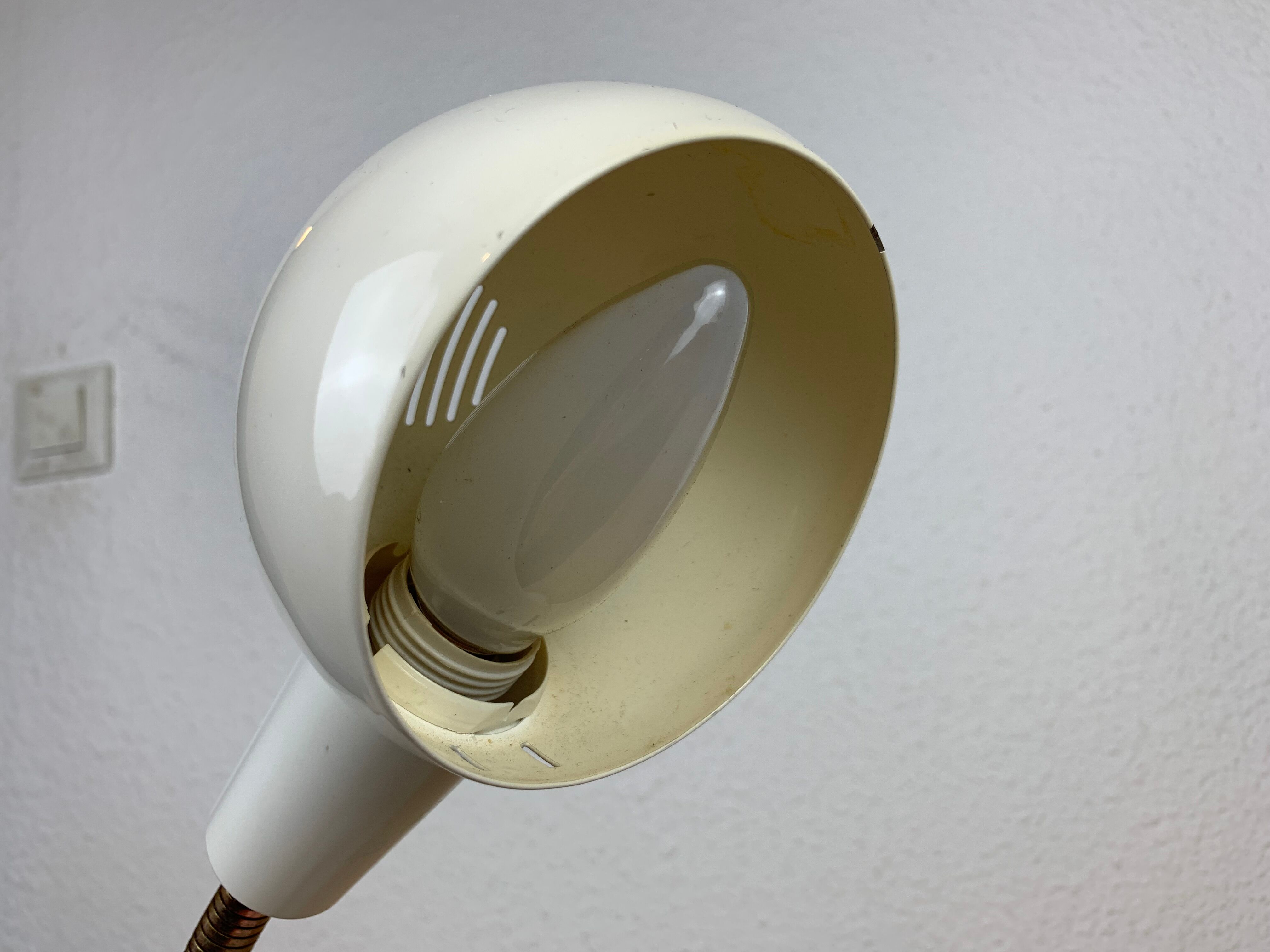 Flexible desk lamp metal white 70s/80s