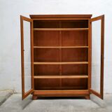 Vintage wooden glass bookcase cabinet