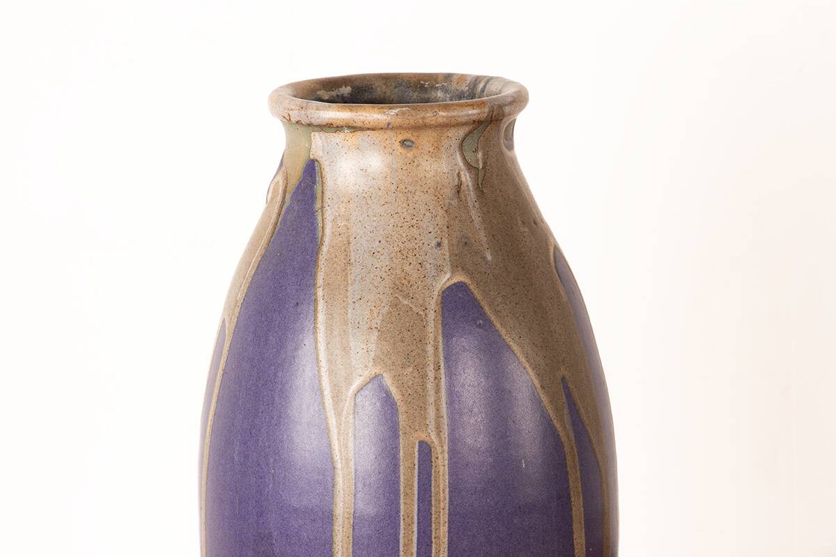 Large Art Deco glazed ceramic vase, by Léon Pointu, Puisaye stoneware.