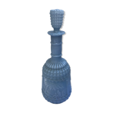 Former Carafe Liqueur Opaline Blue Decor Moulded - Vintage Cave Bouchon