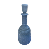Carafe liqueur opaline bleu décor moulé avec bouchon cave vintage