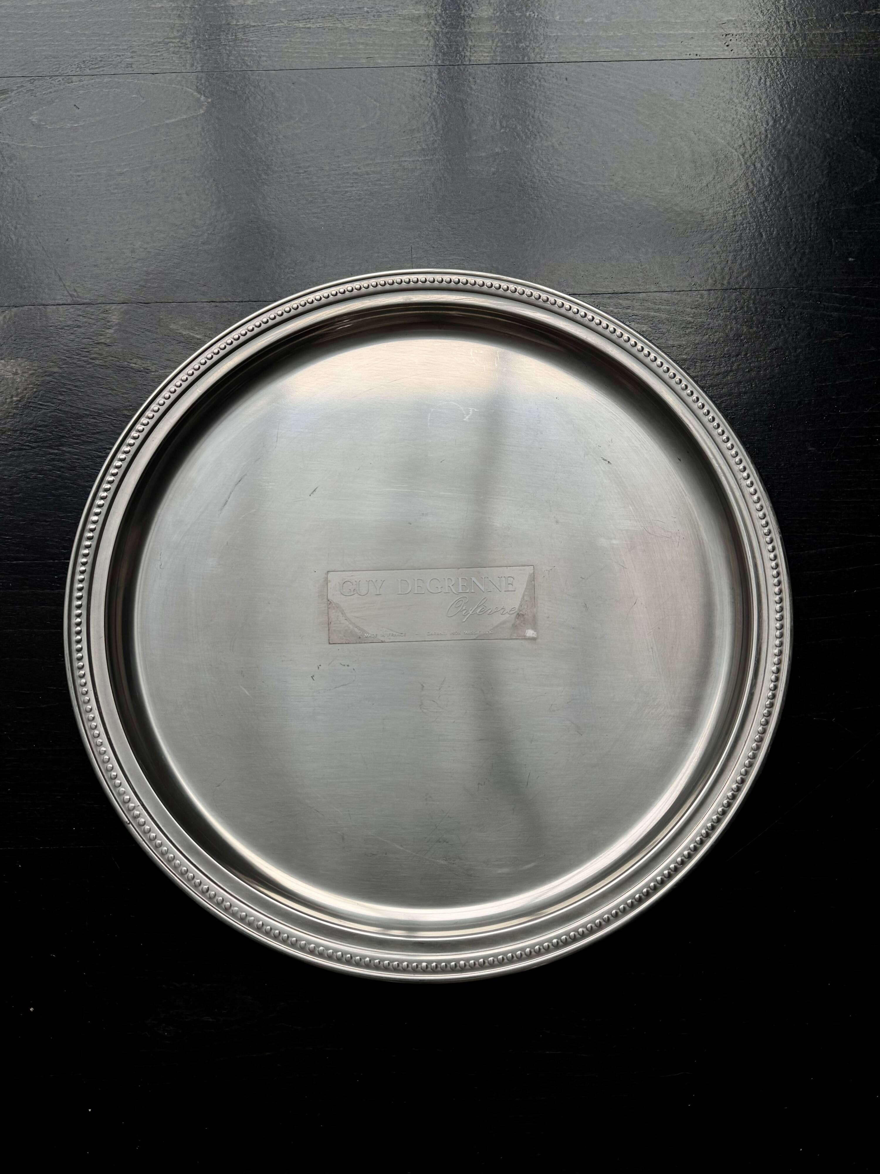 Vintage round service tray silver-plated Guy Degrenne