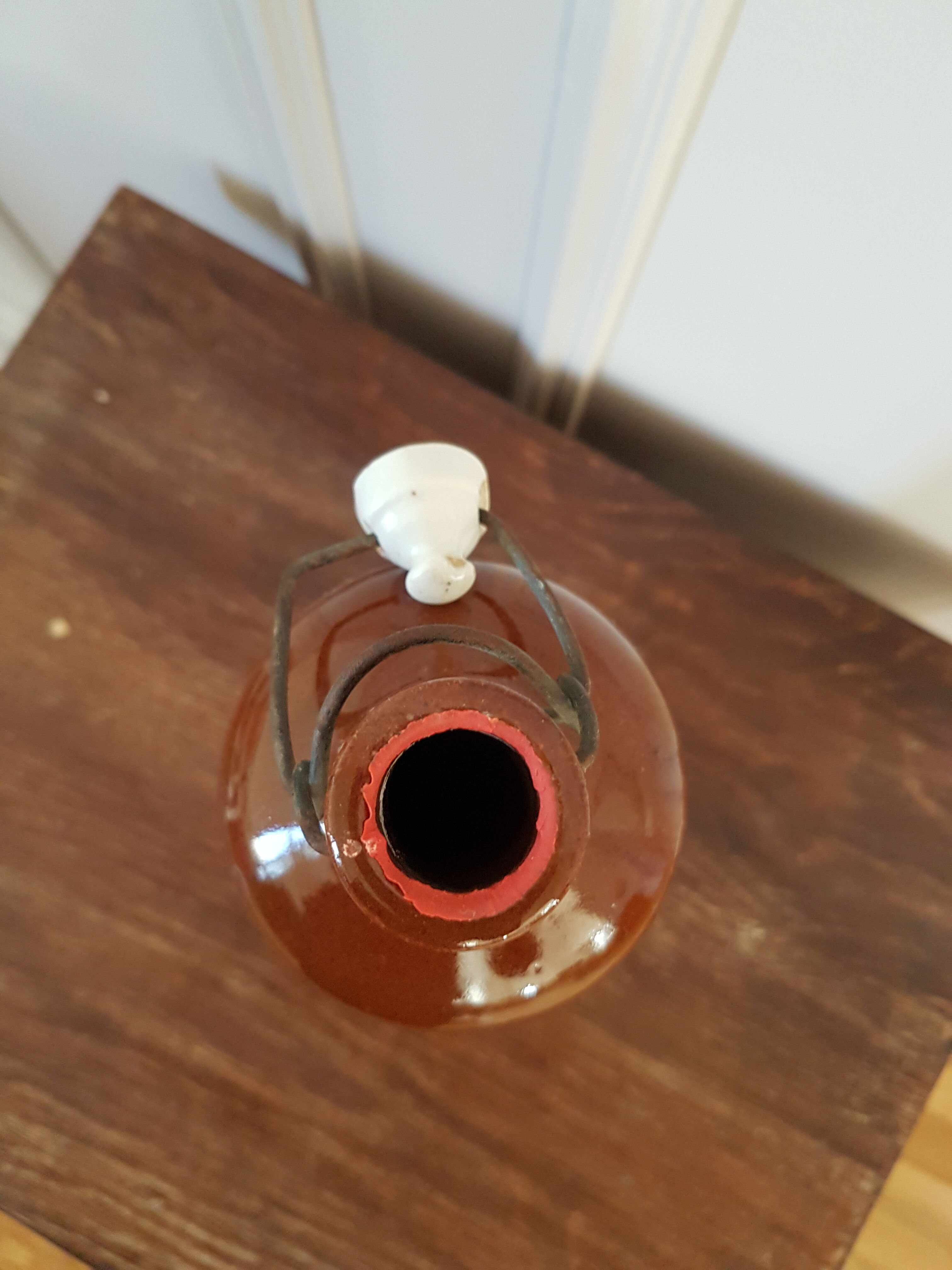 Enamelled stoneware bottle