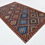 6X10 Bluw & Burgundy Handmade Vintage Kilim Rug, 181x295Cm