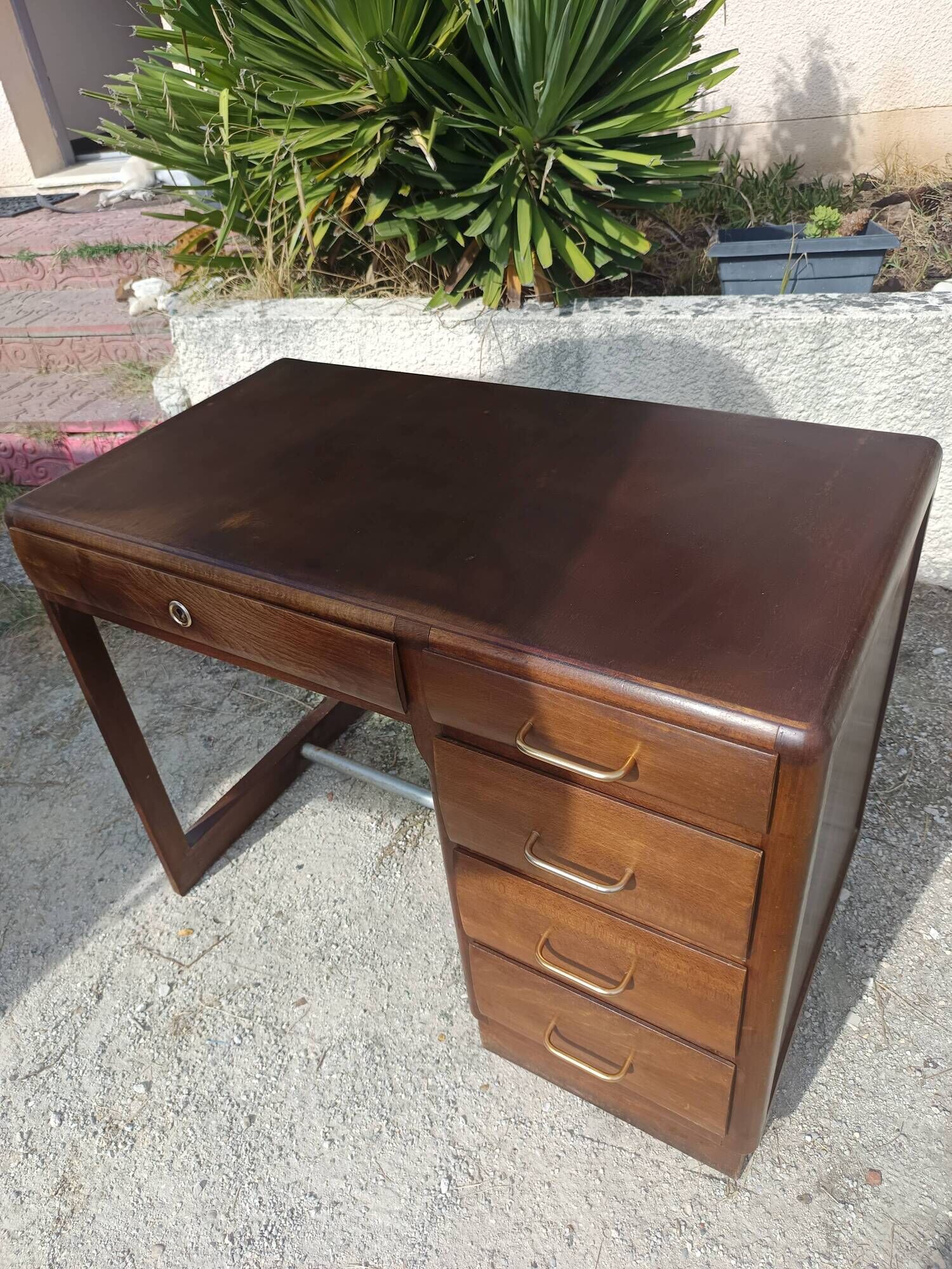 Vintage wooden desk – 5 drawers – 1960s