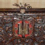 18th-century carved Spanish cabinet with hidden storage.