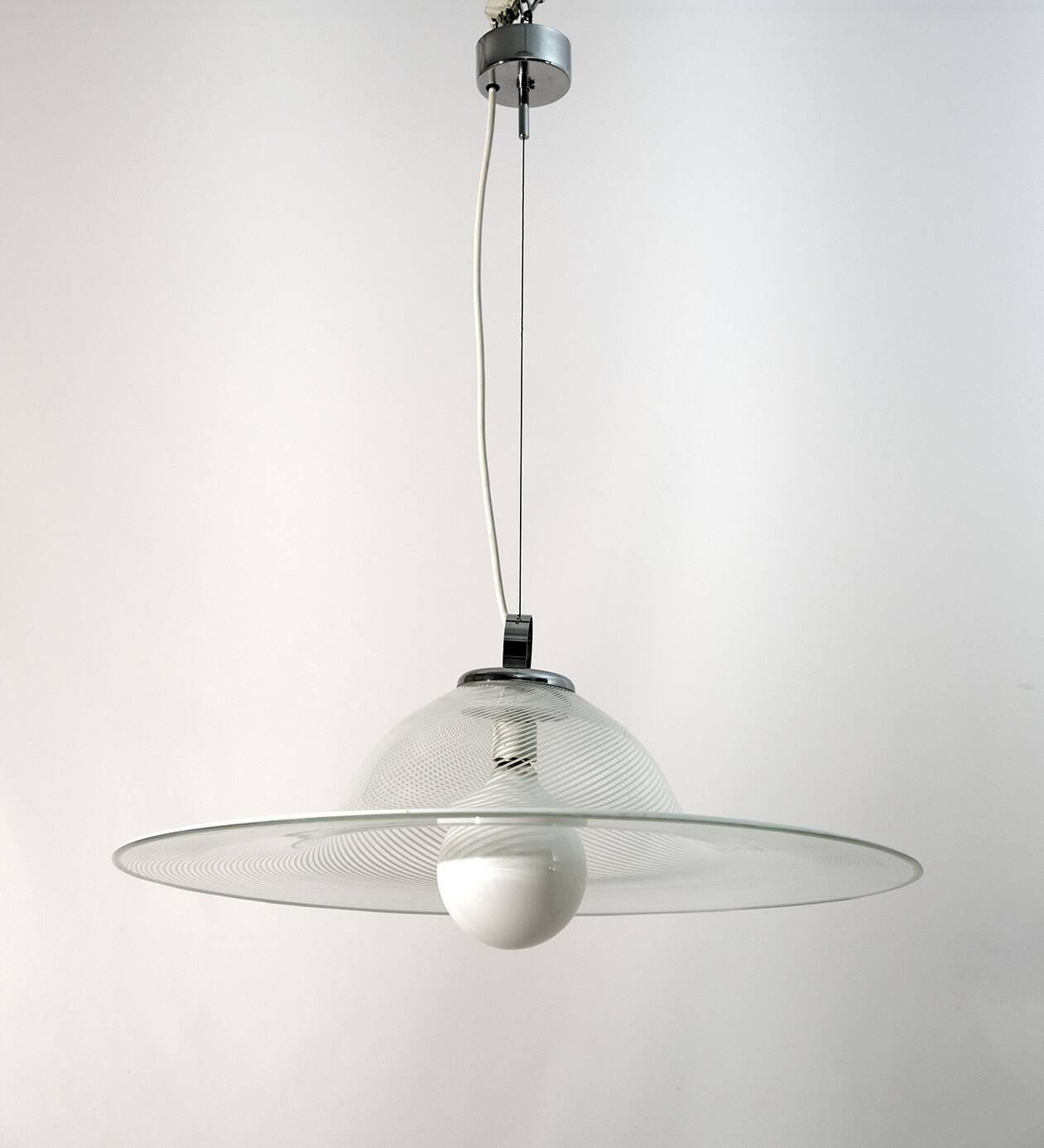 Mid-Century Modern Italian Murano Spiral Glass Pendant Lamp, 1970s