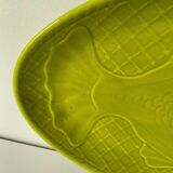 Large fish dish Gien green chartreuse relief vintage