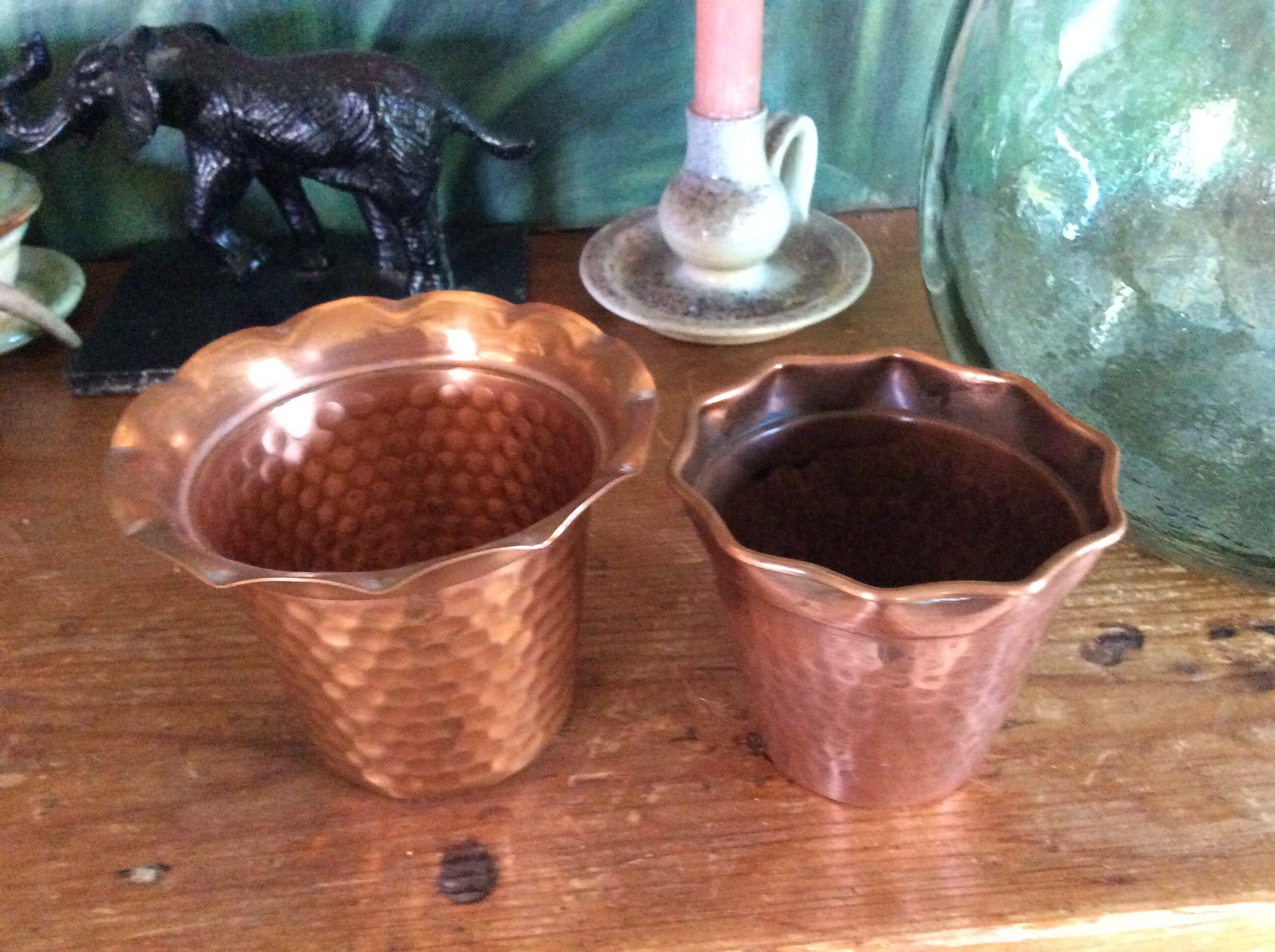 Set de 2 cache pots en cuivre