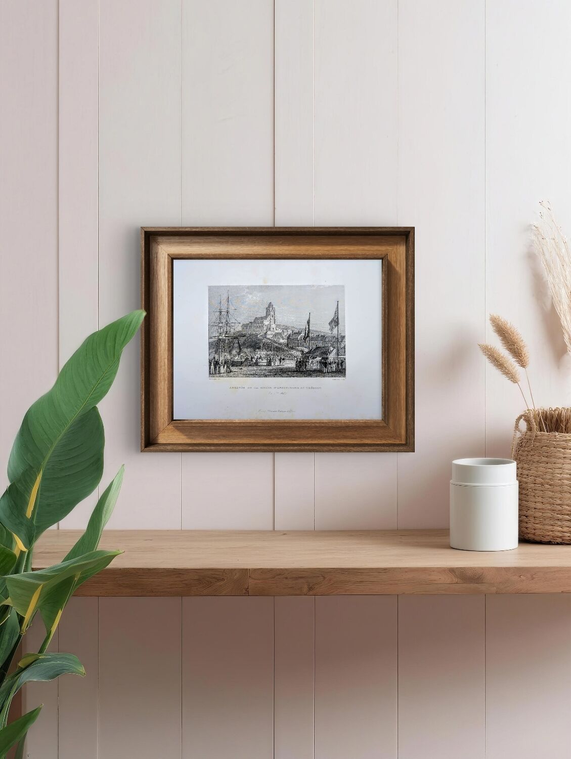 Vintage engraving of Le Tréport, Normandy. Printed in 1844.