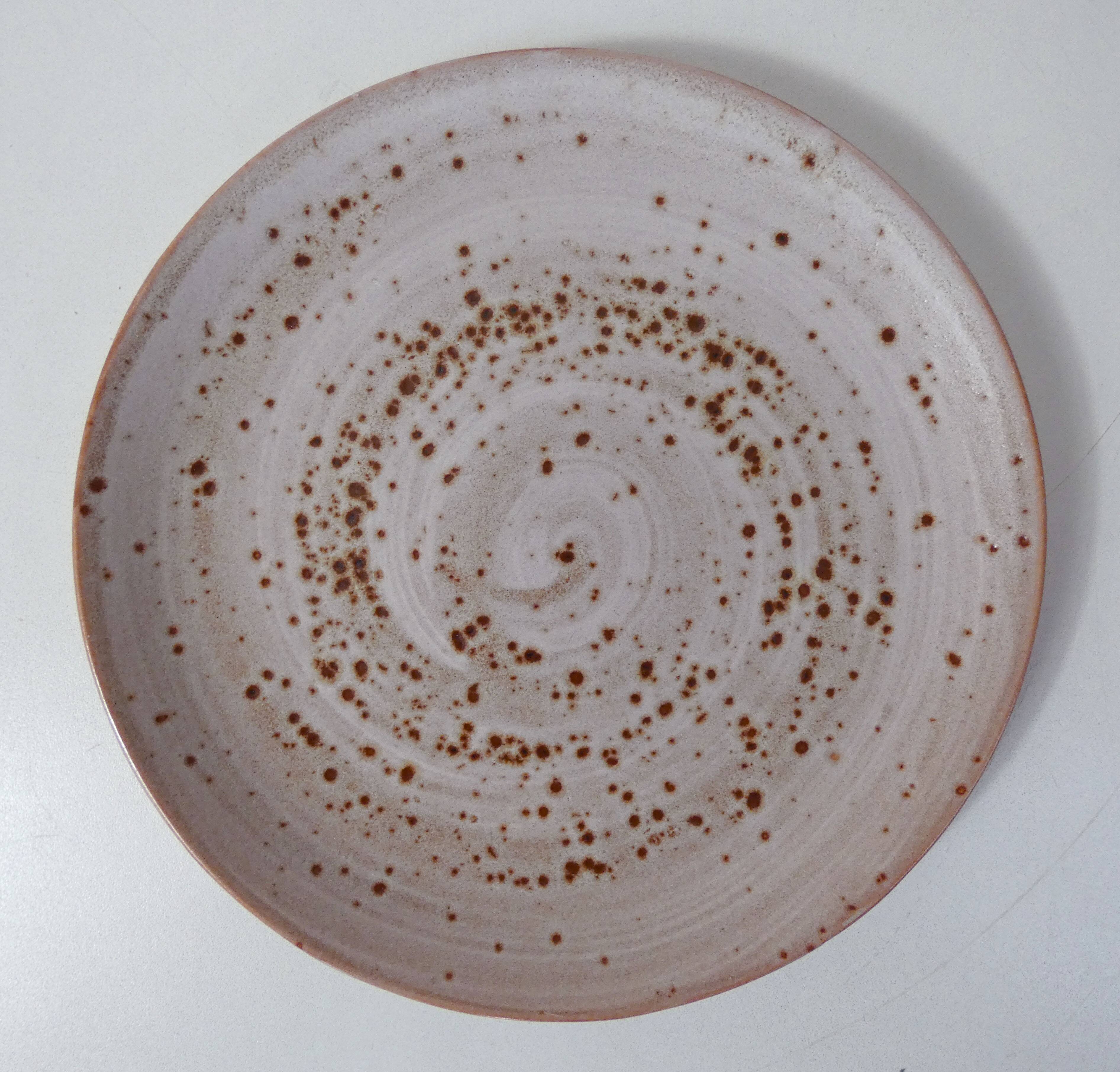 6 signed stoneware dinner plates