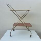 Vintage folding rolling service in Formica and brass plated