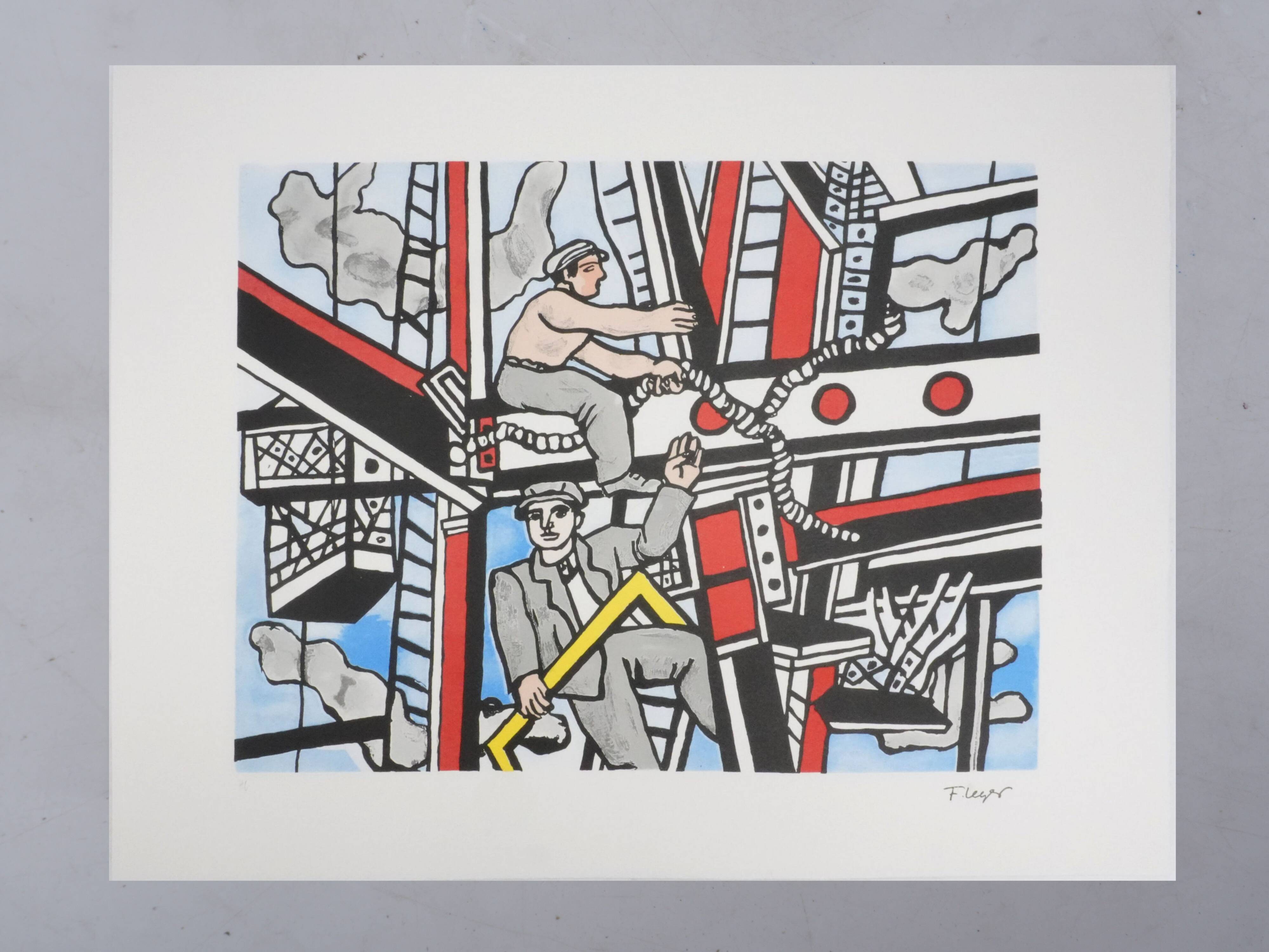 Fernand Léger : Les constructeurs saluant, lithographie signée