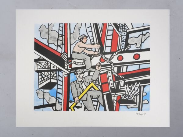 Fernand Léger : Les constructeurs saluant, lithographie signée