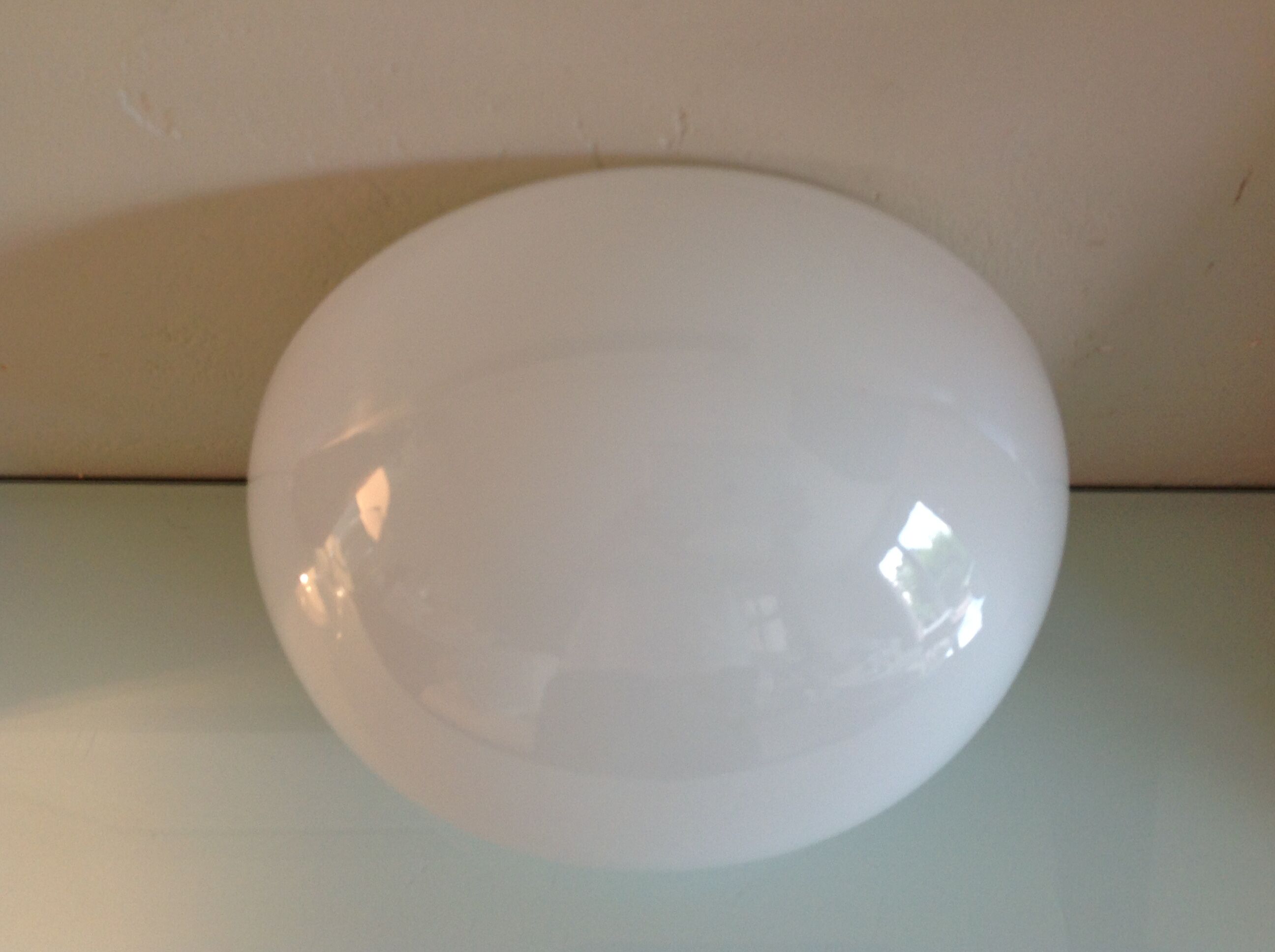 Half moon ceiling lamp in vintage white opaline 60s-70s