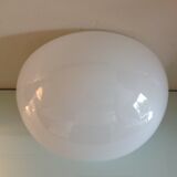 Half moon ceiling lamp in vintage white opaline 60s-70s
