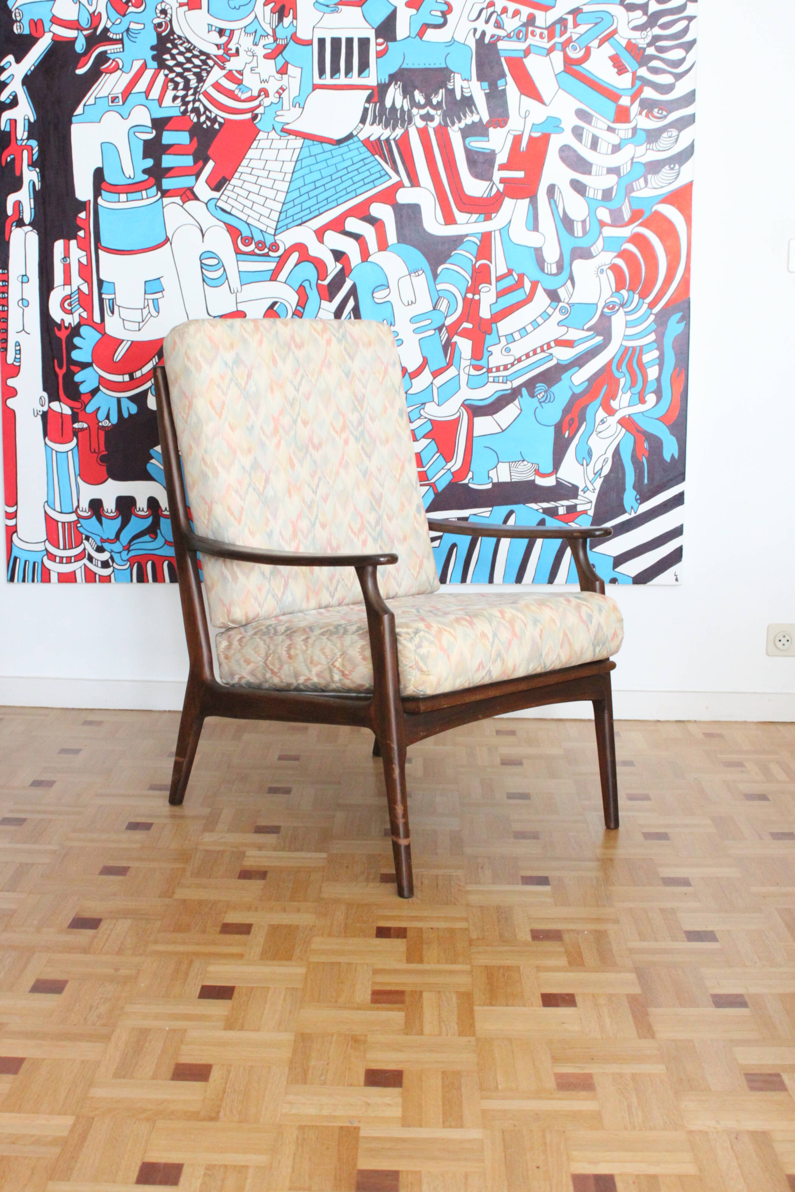 Fauteuil relax vintage en bois de style scandinave, 1950