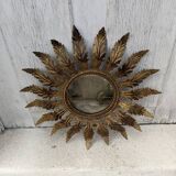 Aged metal sun mirror country decoration