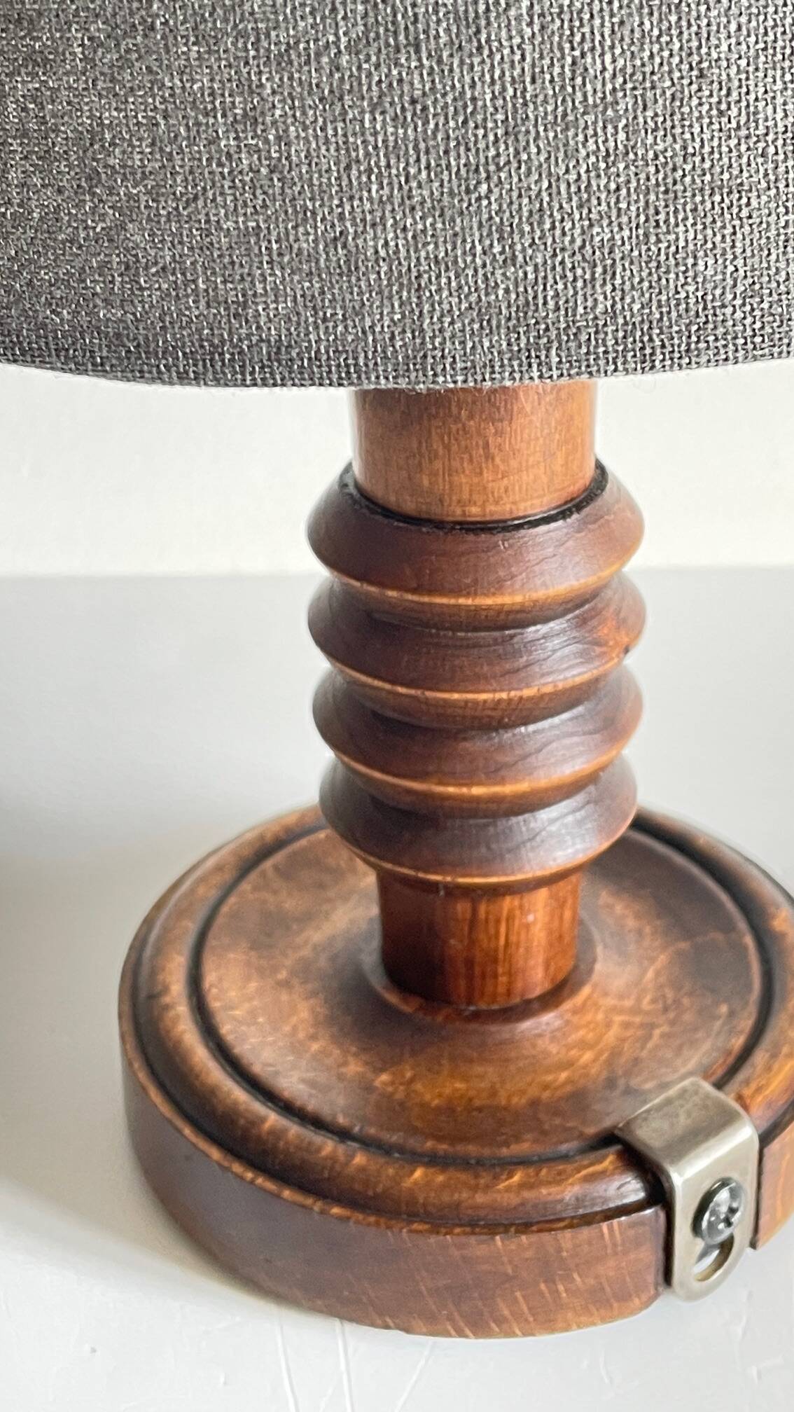 Vintage Charles Dudouyt Style Wooden Lamp