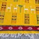 Traditional handmade biker yellow kilim carpet made of pure wool  - 120x70cm