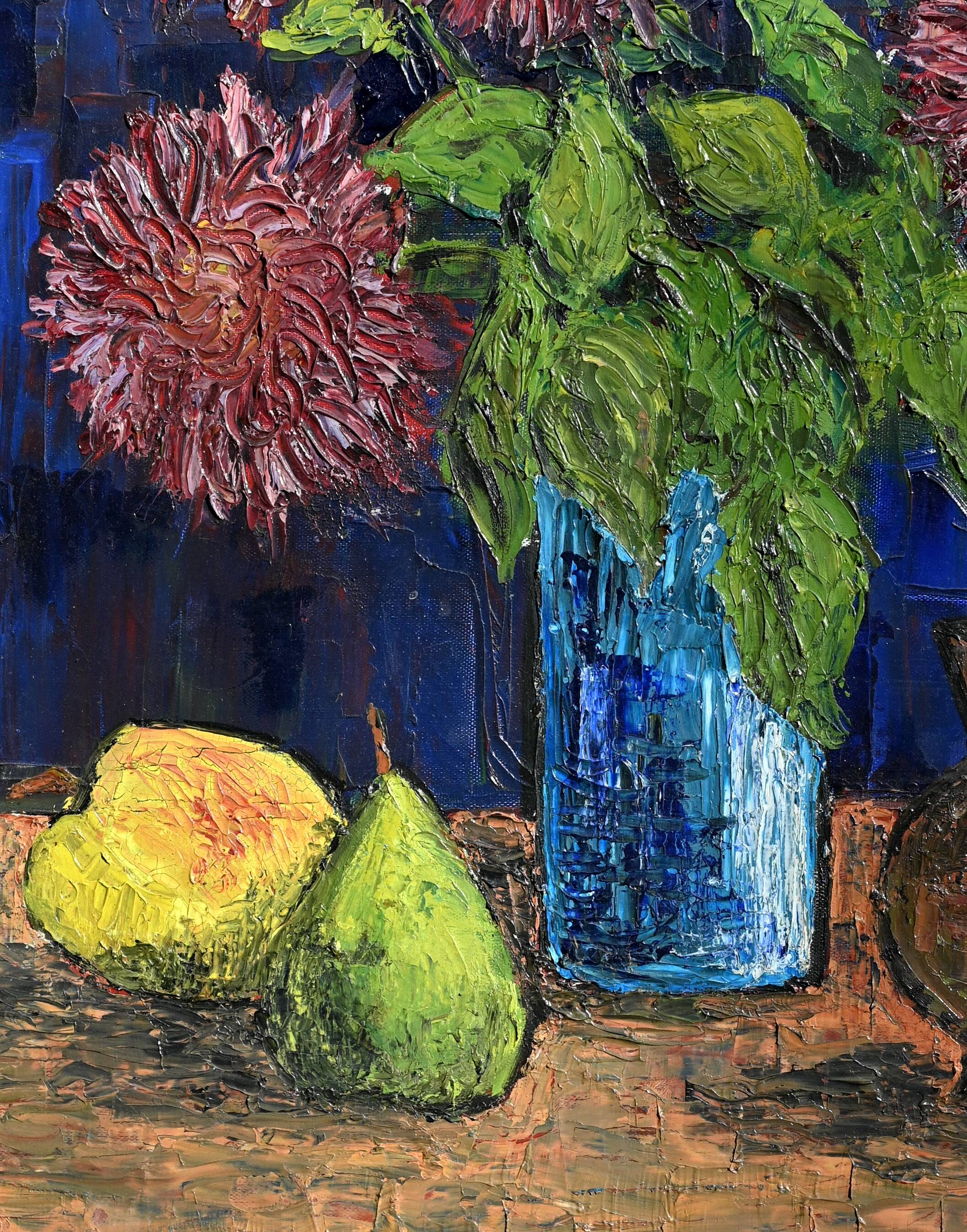 Oil on canvas flowers fruits signed dated 1967