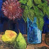 Huile sur toile fleurs fruits signé daté 1967