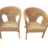 Pair of rattan chairs for outdoor indoor garden living room