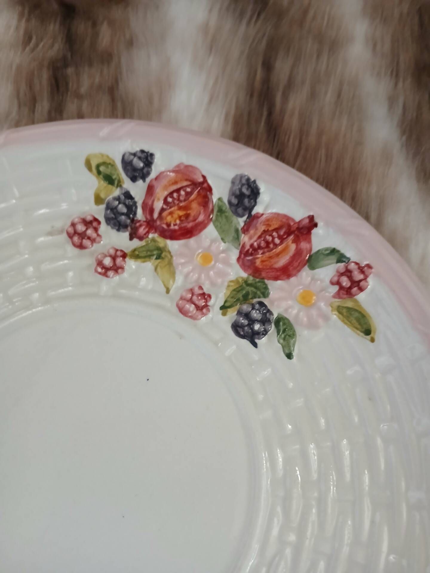 Assiette ancienne en barbotine