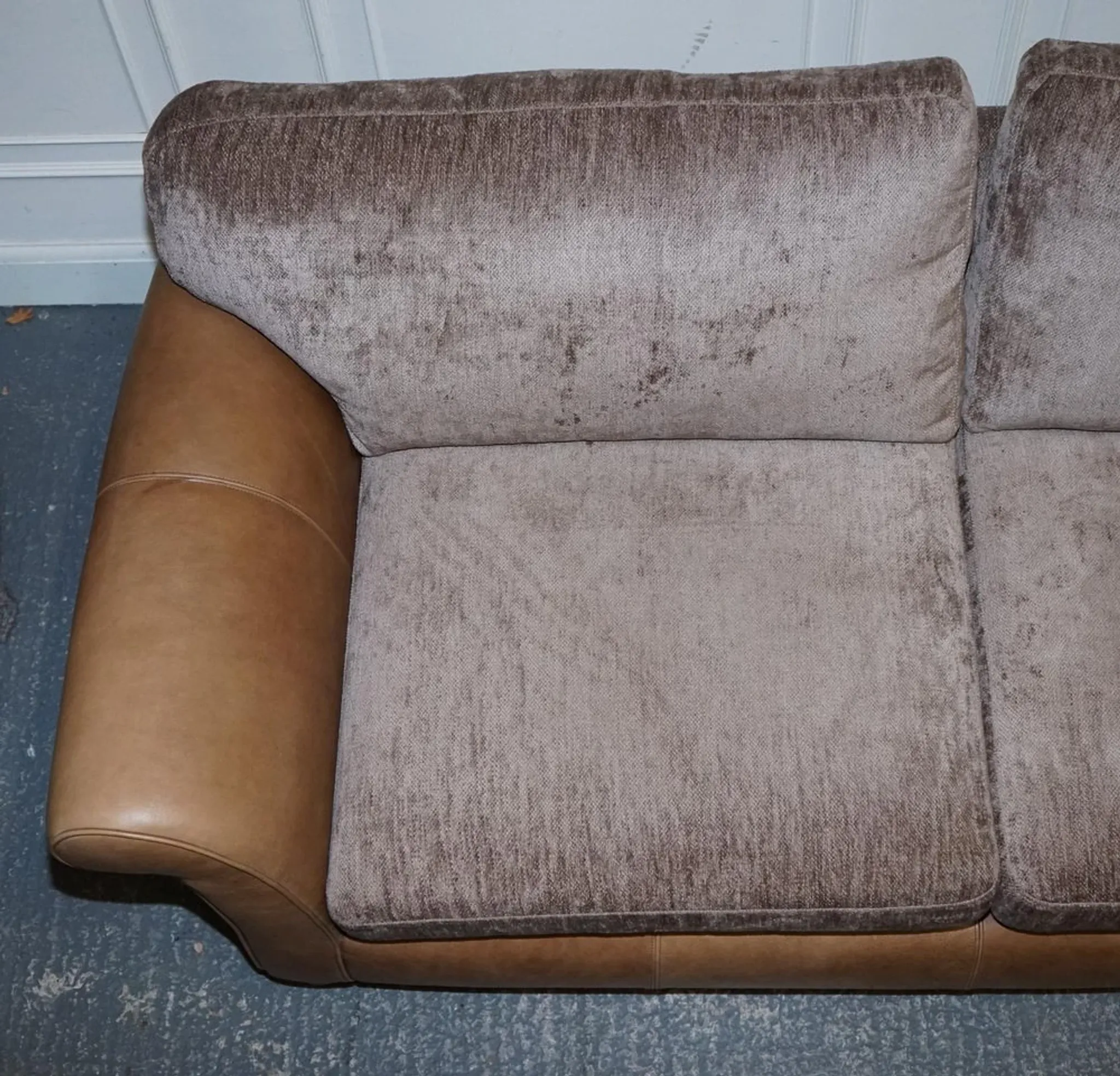 Vintage Three-Seater Sofa in Leather and Fabric by Alexander & James Blake