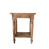 Vintage wooden and wicker side table