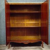 Curved Louis XV style armoire with floral marquetry, 20th century period.