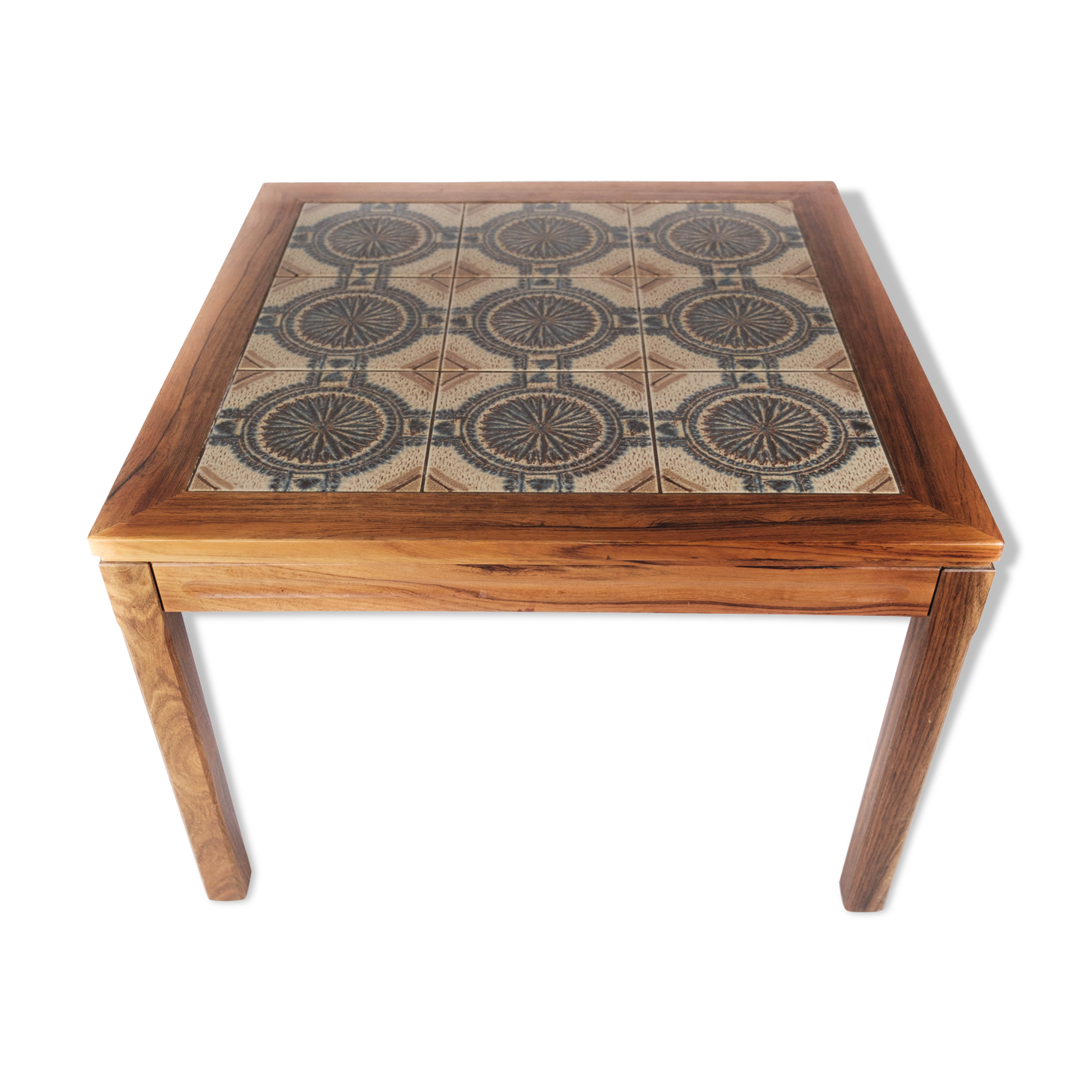 Coffee table in rosewood and with tiles of Danish design, 1960s