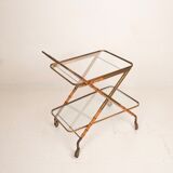 Cesare Lacca Cart in Faux Bamboo and Brass, 1950