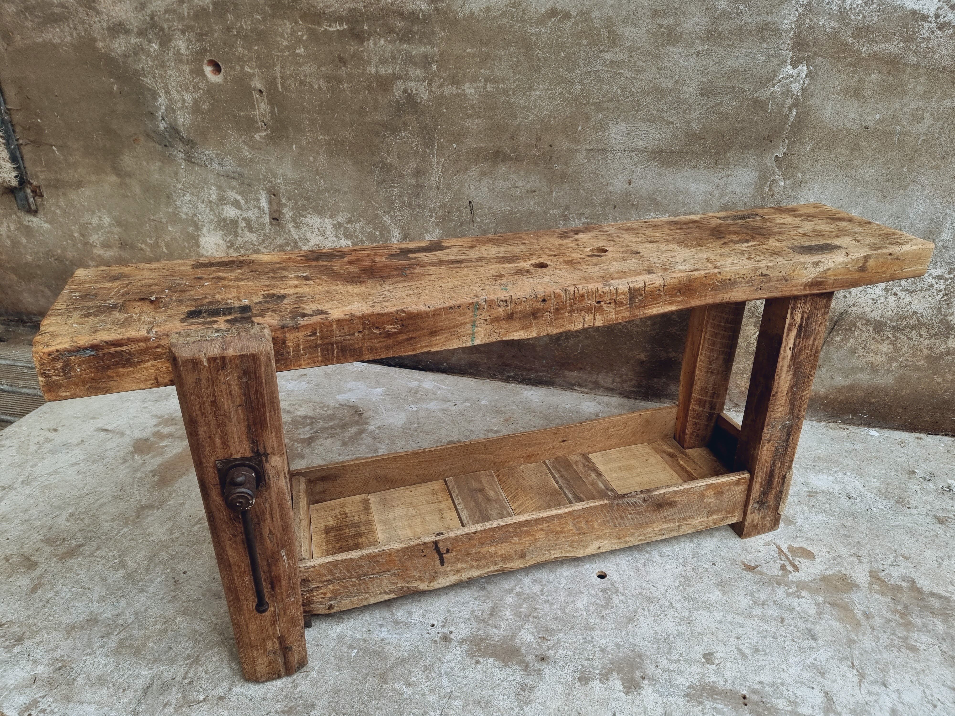 Antique workbench bathroom furniture or side table