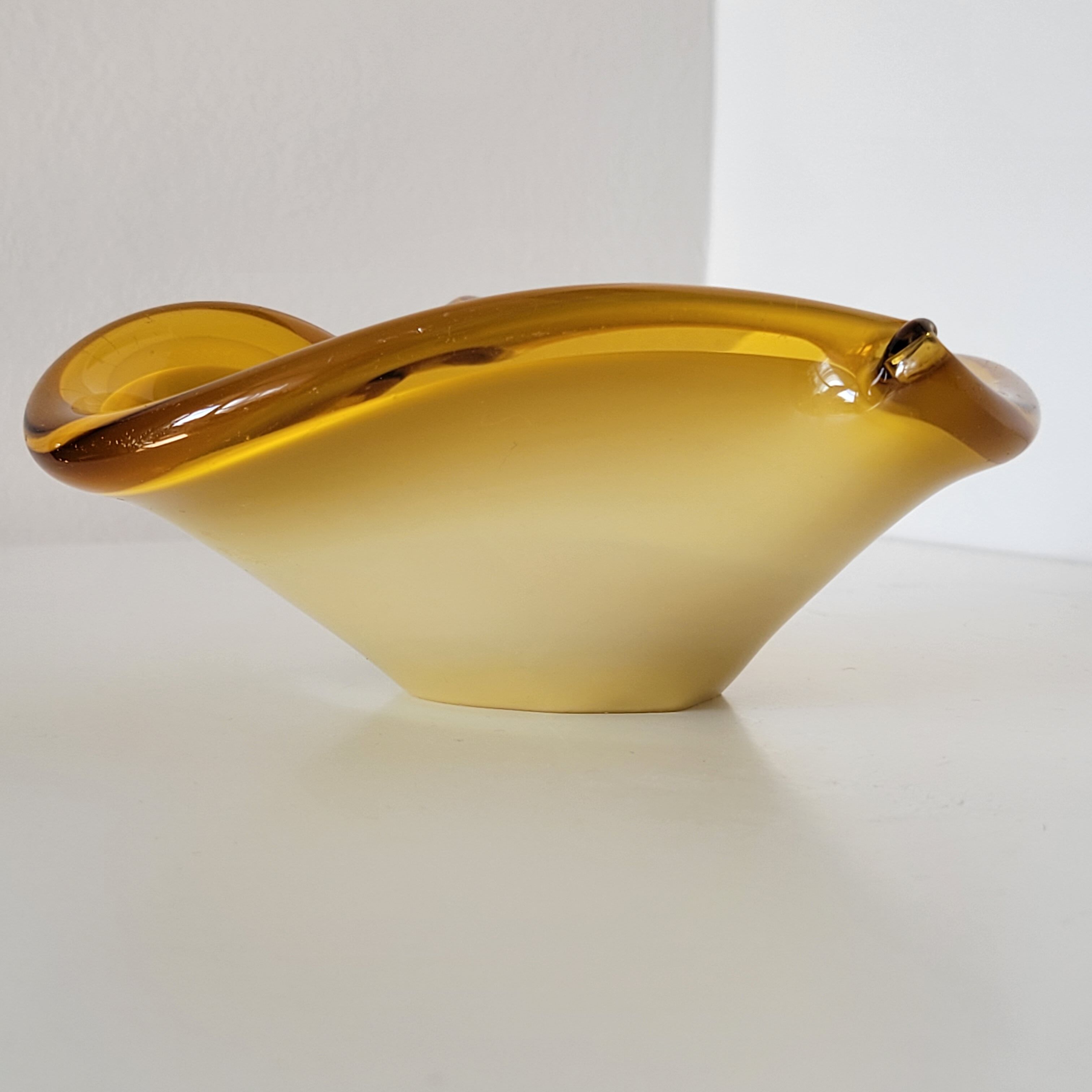 Empty pocket vintage yellow Murano glass bowl