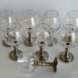 Series of eight crystal wine glasses with tin foot 95° 350 ml
