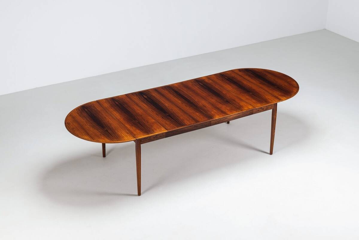 Table à manger à rabat modèle 227 d'Arne Vodder en palissandre Sibast 1960