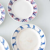Lot of 6 vintage assorted blue and white St. amand plates