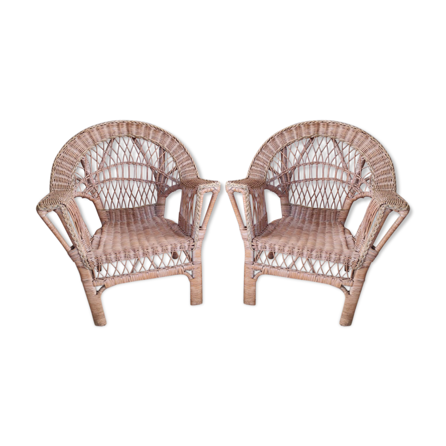 Paire de fauteuils en rotin enfant