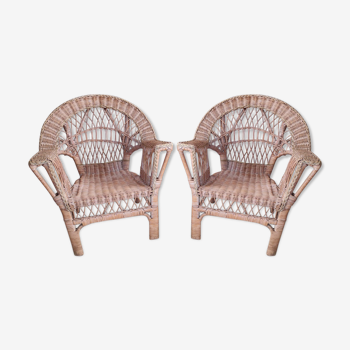 Paire de fauteuils en rotin enfant