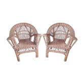 Pair of children's rattan armchairs