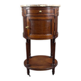 Half-moon side table in mahogany and marble, Louis XVI style, 19th century.