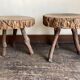 Pair of mountain coffee tables made of wooden logs from the 1970s.