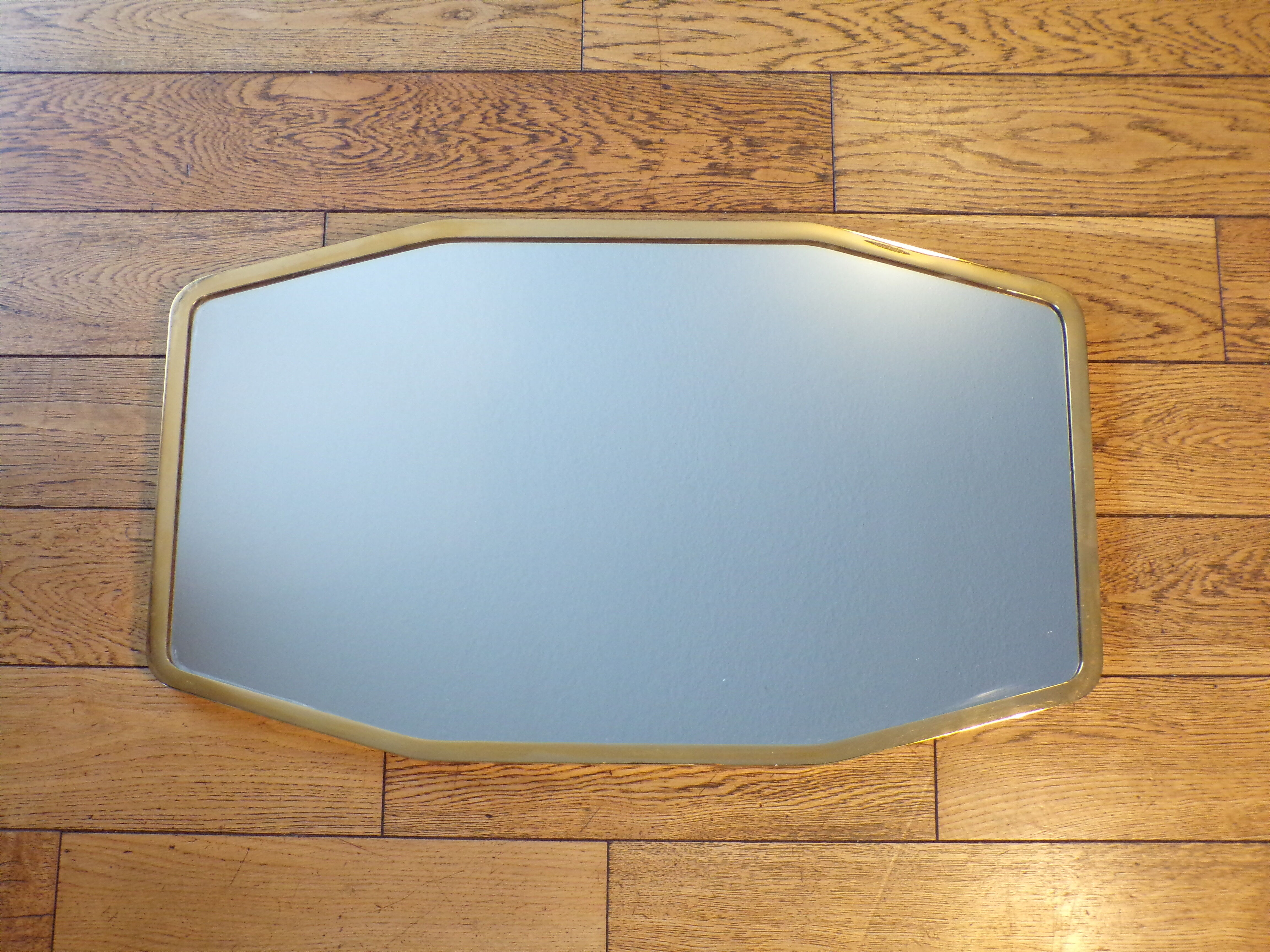 Mirror 1950 octagonal brass frame 41x70cm