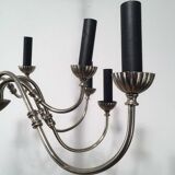 Neoclassical style chandelier in silver-plated metal with 12 lights