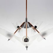 Mid-century chrome, copper & plastic chandelier by drukov, 1970s / 2 pieces avl