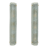 Pair of Modern Italian Brass and Murano Glass Textured Light Green Wall Sconce